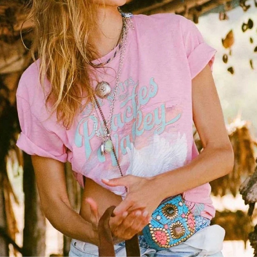 NWT🍑Spell💯Cotton Peaches Biker Tee in Musk size XS